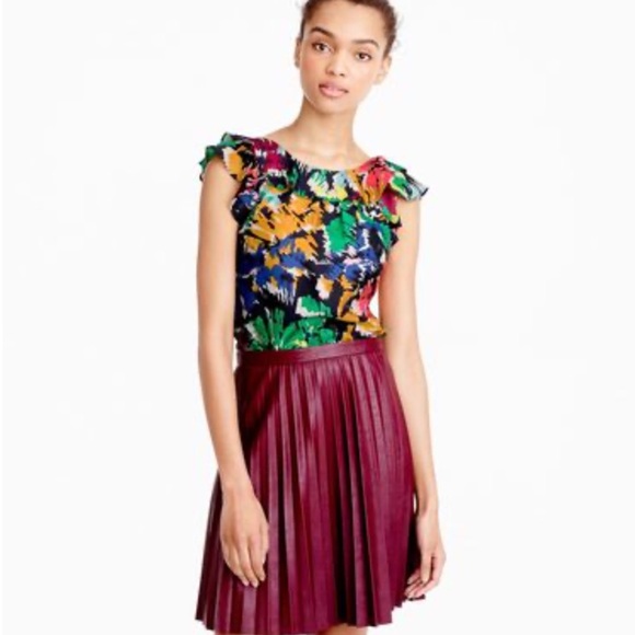 J. Crew Tops - EUC J Crew Ruffle Top in Colorful Brushstroke